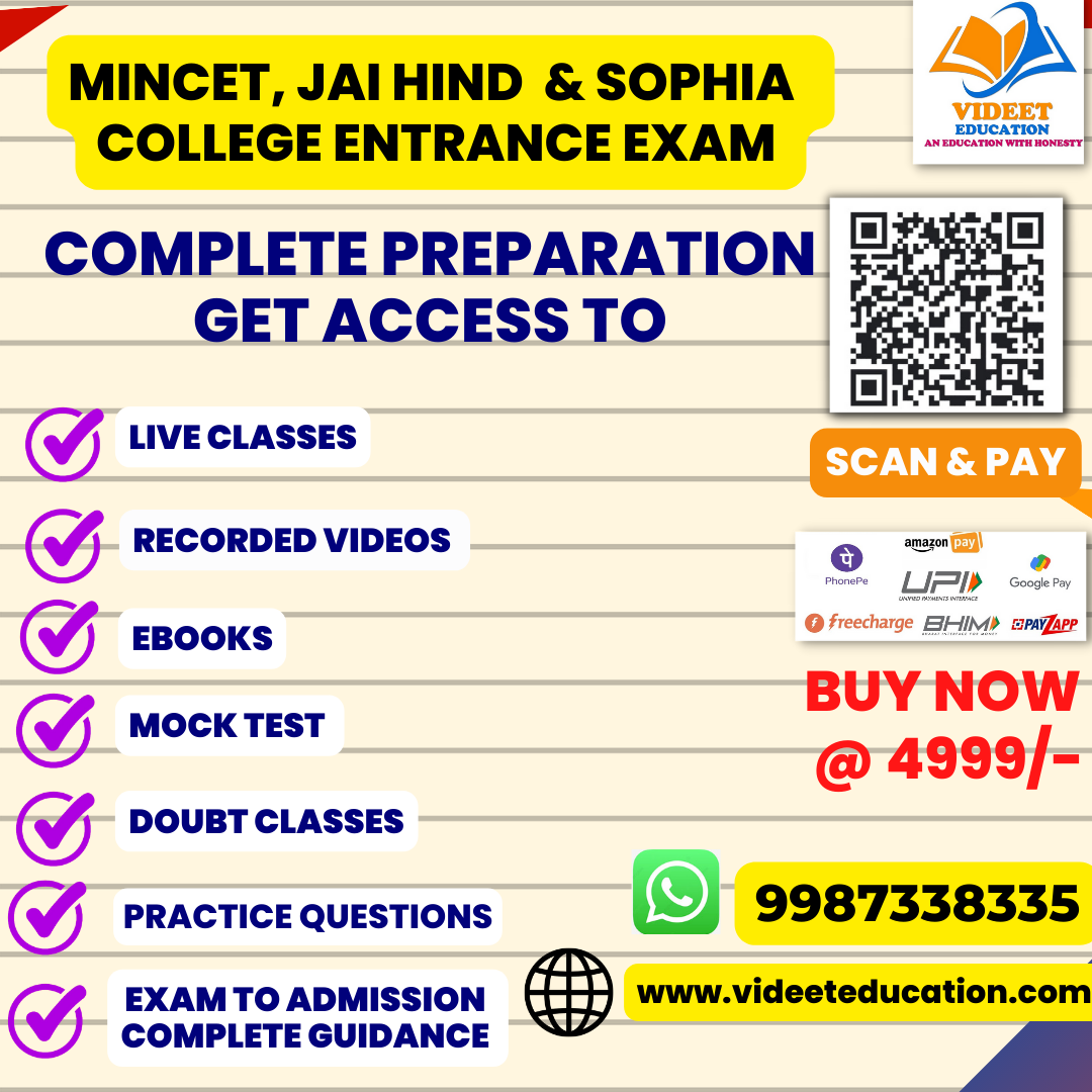 MITHIBAI, NM, SOPHIA AND JAIHIND COLLEGE ENTRANCE EXAM 2023 BATCH 1